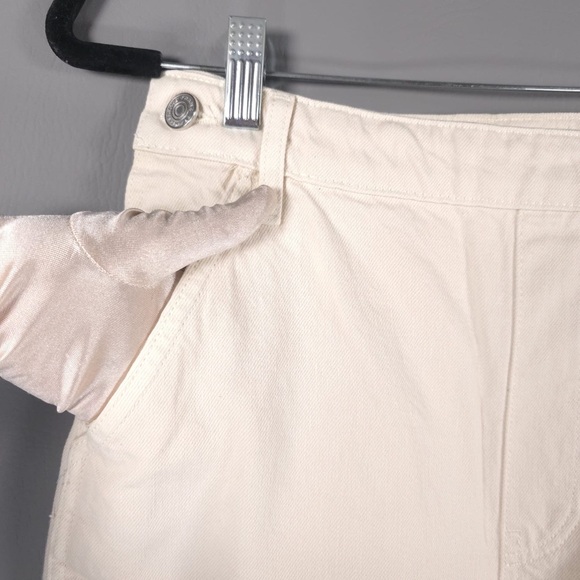 NWT FRAME Button Detail Crop Trousers Twill Pants Wide Leg 100% Cotton Size 24 - Picture 9 of 15